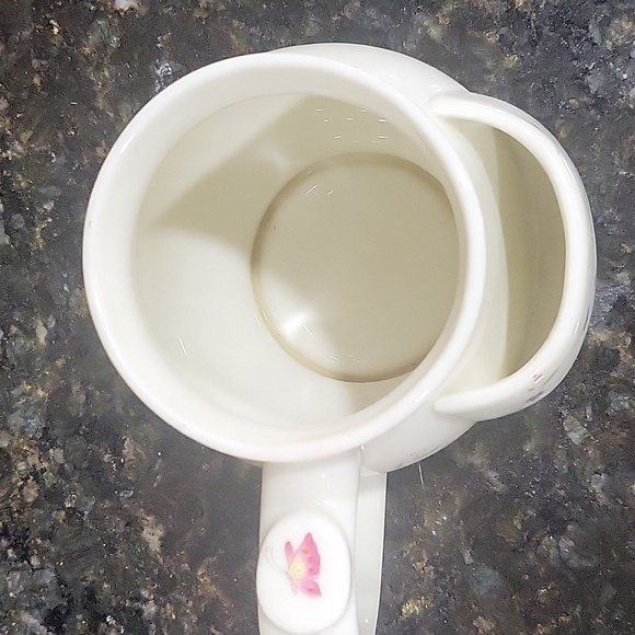 Vintage Ceramic Butterfly and Floral Tea Cup with Bag Holder 8 oz Thumb Rest - Picture 2 of 6